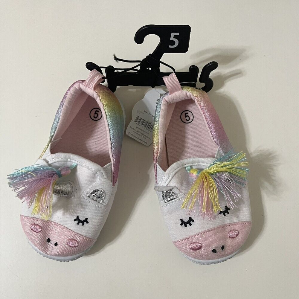 Wonder Nation Unicorn Slip-on Sneakers Rainbow Glitter Toddler Girls Shoes SZ 5